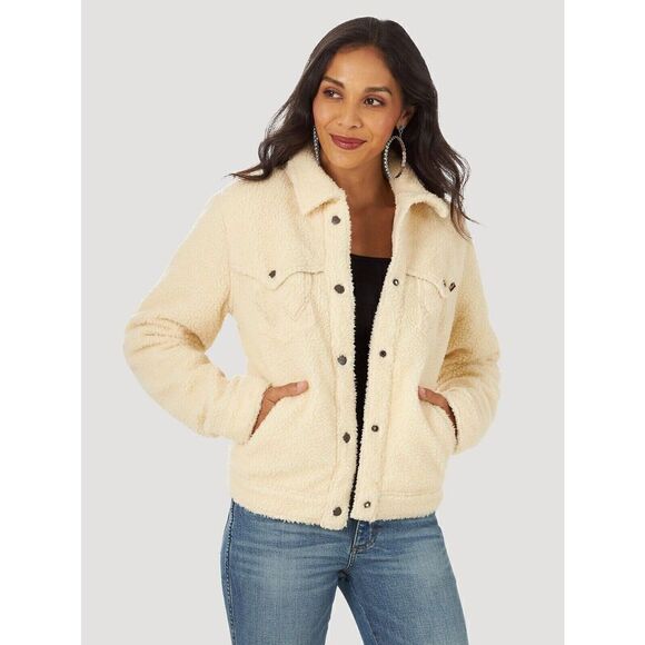 Wrangler Retro Cozy Sherpa Jacket Womens XXL White Snap Front - Picture 2 of 10